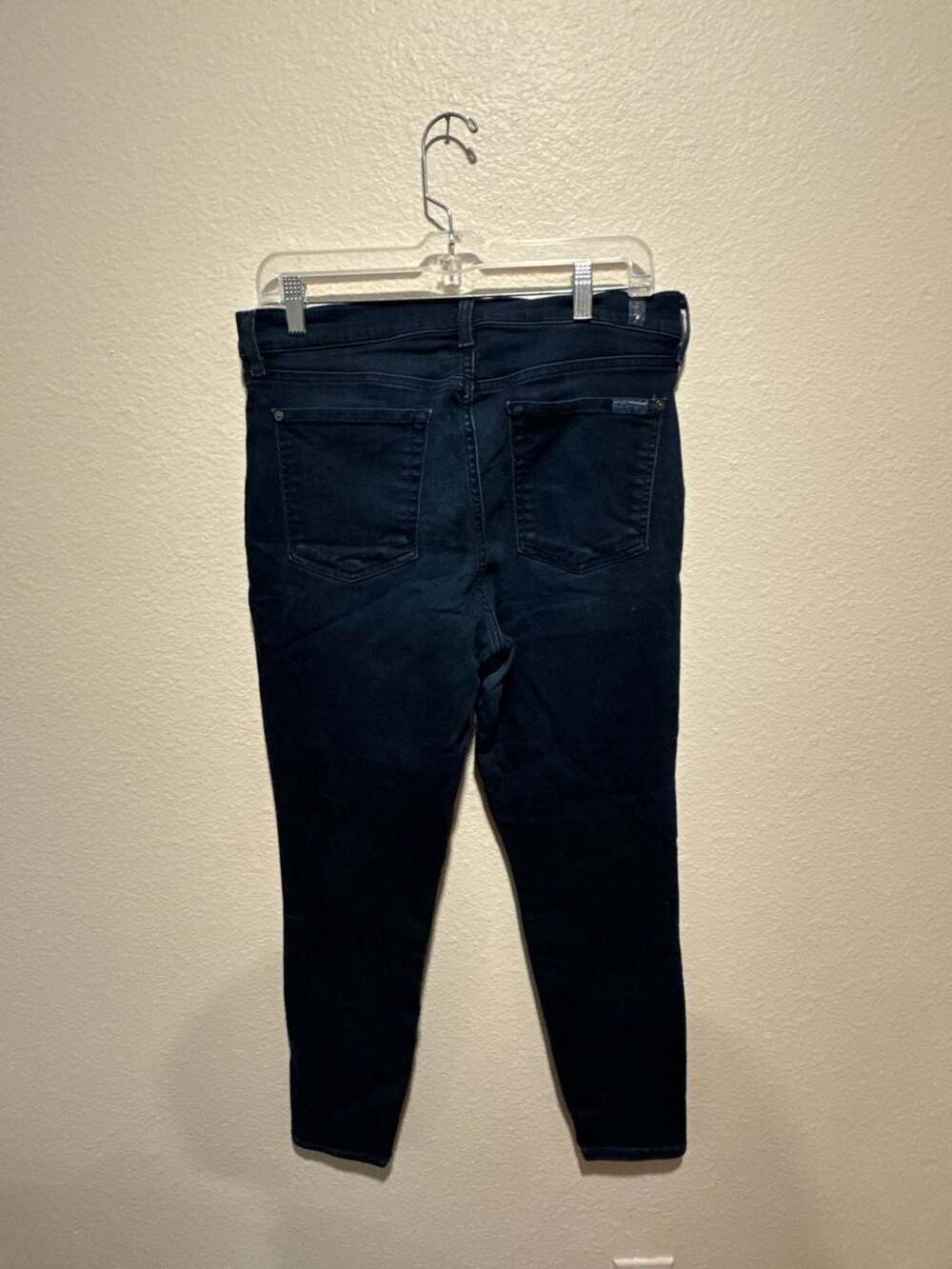 7 For All Mankind High Waist Ankle Skinny Jeans Size 32 Dark Wash - Picture 6 of 9